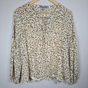 Peace & Pearls Women's Floral Layered Top L Boho Cottagecore Garden Girl